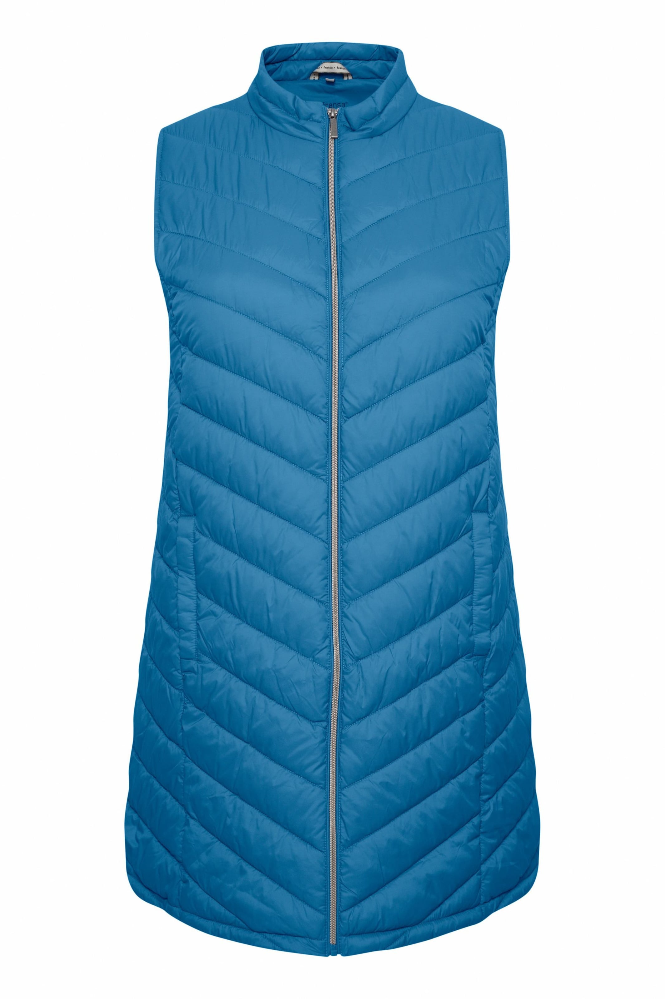 Fransa Curve Weste in blau, Produktansicht