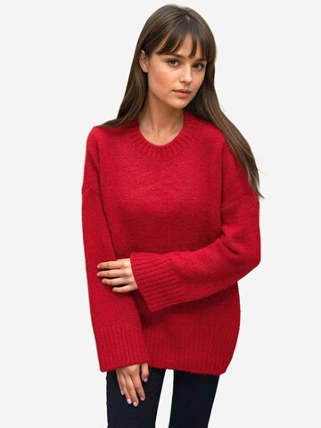 Pull-over oversize Hiccup en rouge : devant