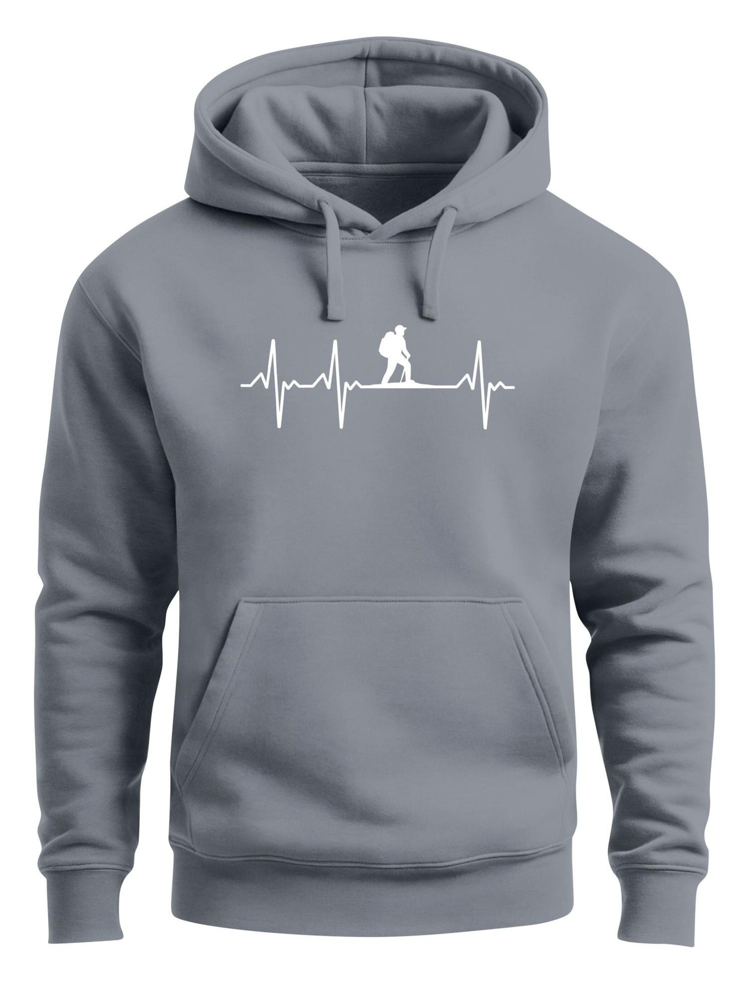Neverless Sweatshirt 'Wanderer Herzschlag' in Grey: front