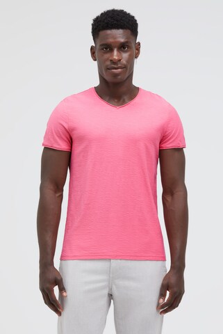 CAMP DAVID Basic T-Shirt mit V-Neck in Pink: Vorderseite