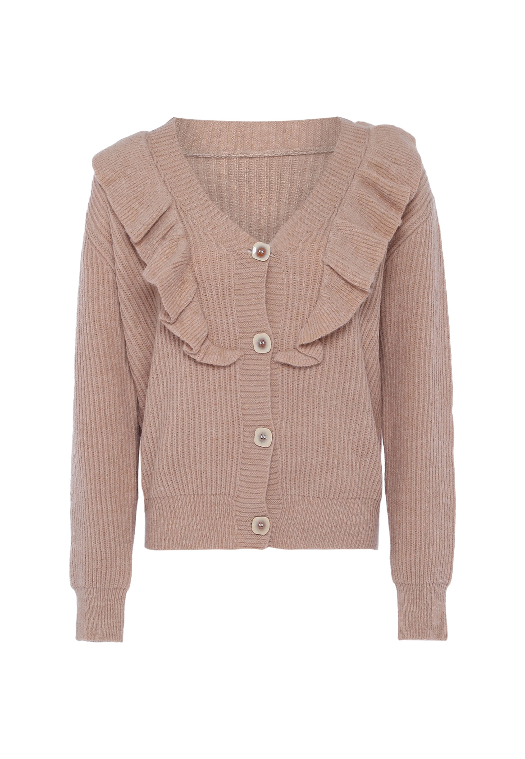 caspio Gebreid vest in Beige: voorkant