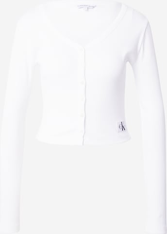 Calvin Klein Jeans Strikkejakke i hvit: forside