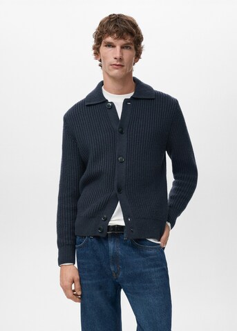 MANGO MAN Knit Cardigan in Blue: front