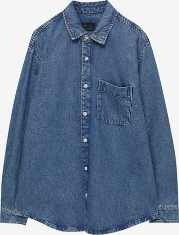 Pull&Bear Comfort fit Button Up Shirt in Blue: front