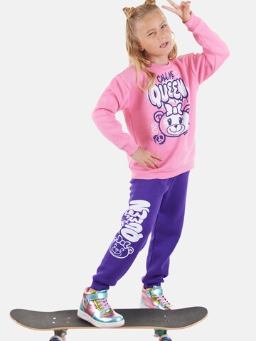 Survêtement 'Queen Bear' Denokids en rose : devant