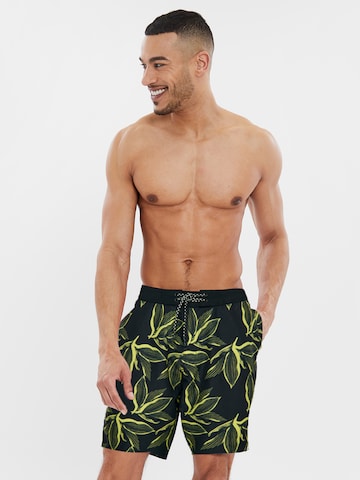 Shorts de bain 'Station' Threadbare en noir : devant