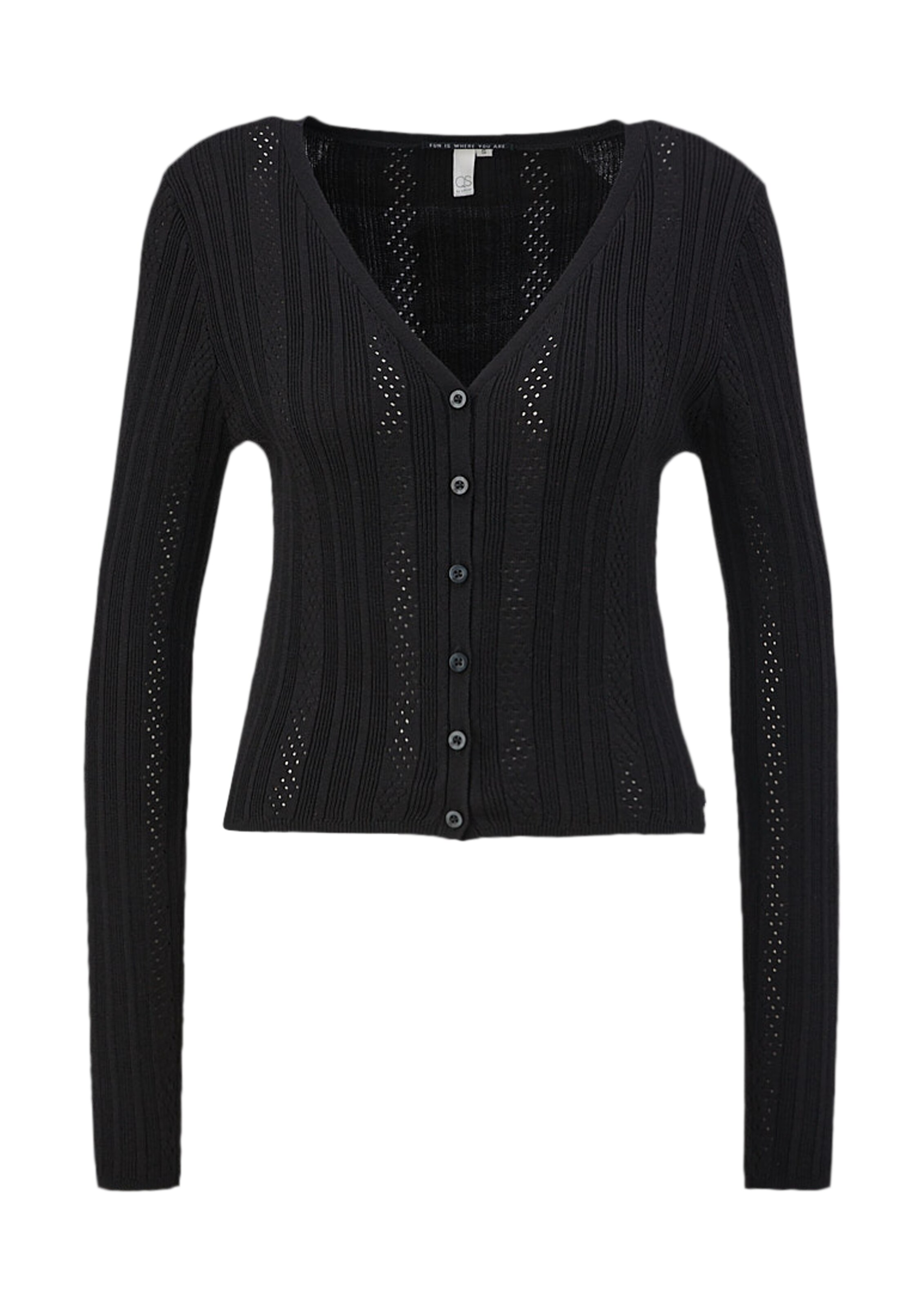 QS Strickjacke in Schwarz: Vorderseite