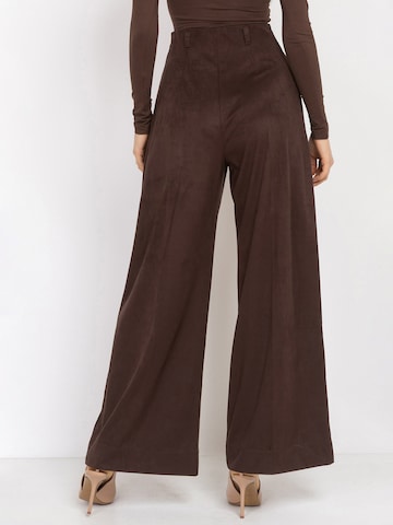 JIORO Wide leg Broek 'ESSENTIALS' in Bruin