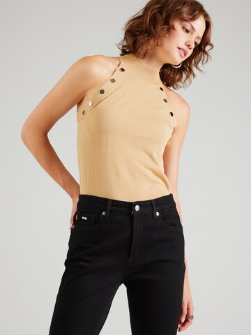 Karen Millen Gebreide top in Beige: voorkant