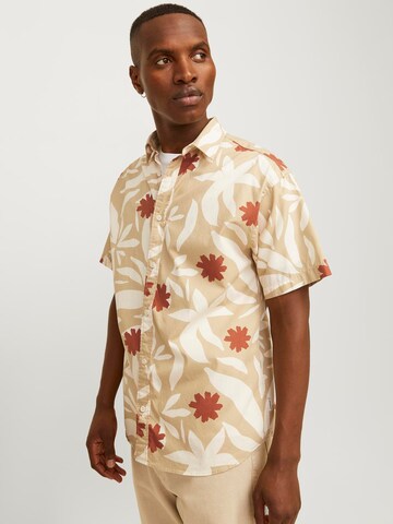 JACK & JONES Regular Fit Hemd 'JORJoshua Aruba' in Beige
