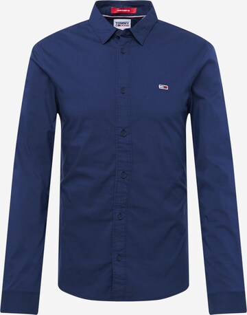 Tommy Jeans Slim fit Overhemd in Blauw: voorkant