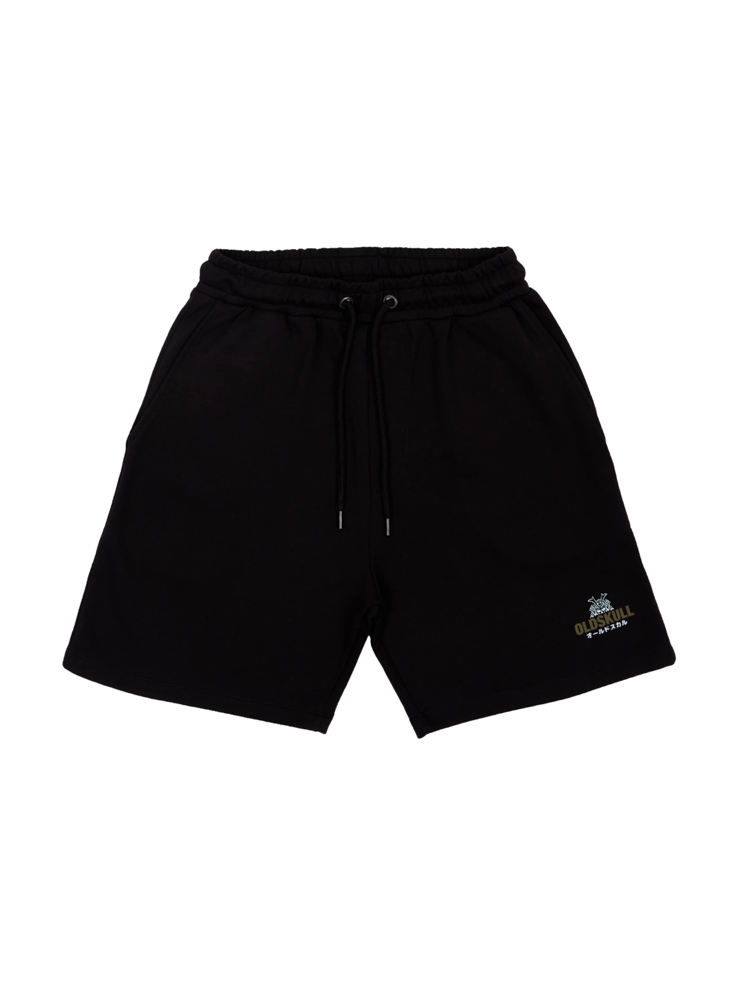 Oldskull Loosefit Shorts 'Samurai' in Schwarz: Vorderseite