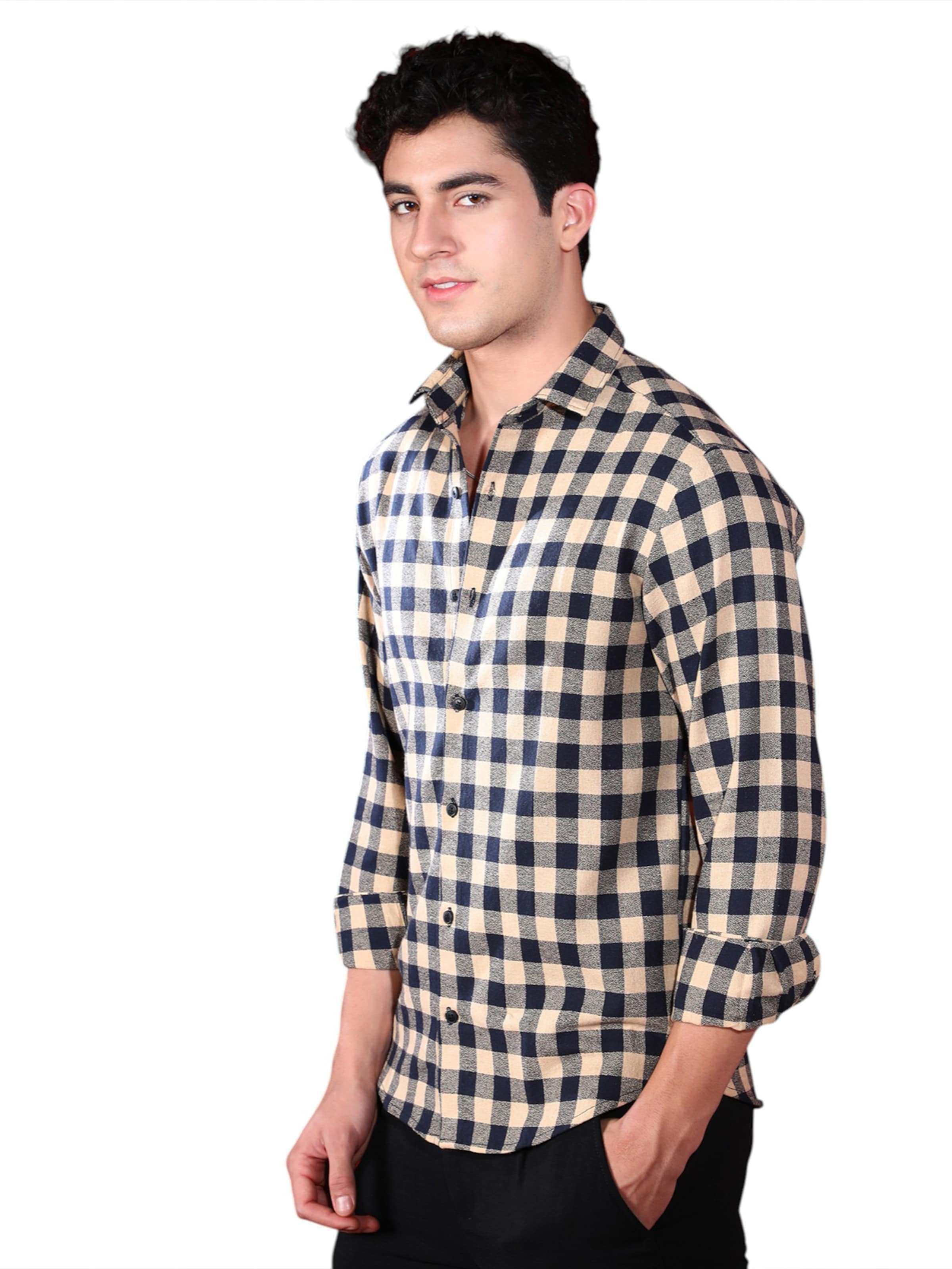 Campus Sutra - Regular Fit Camisa 'Malaysia' em bege