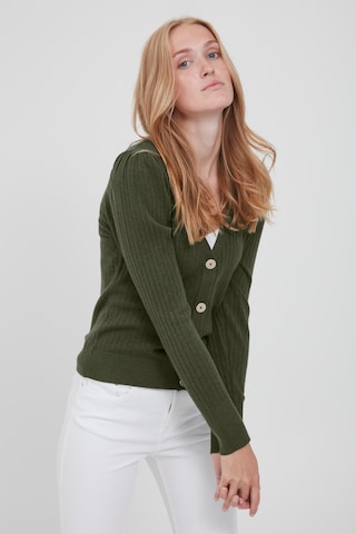 b.young Knit Cardigan 'BYNAKTA RIB CARDIGAN 2' in Green: front