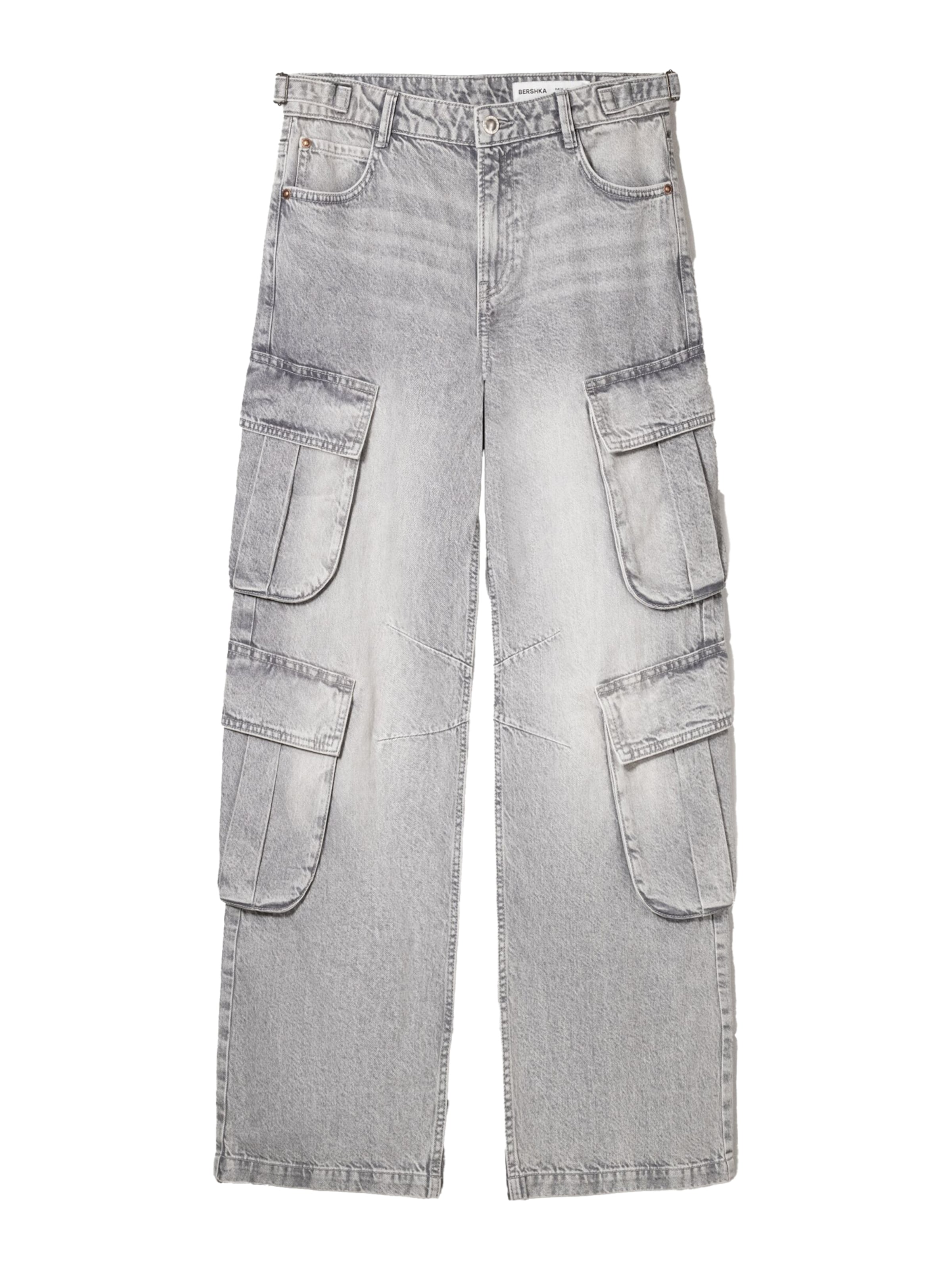 Bershka Loosefit Cargojeans in Grau: Vorderseite