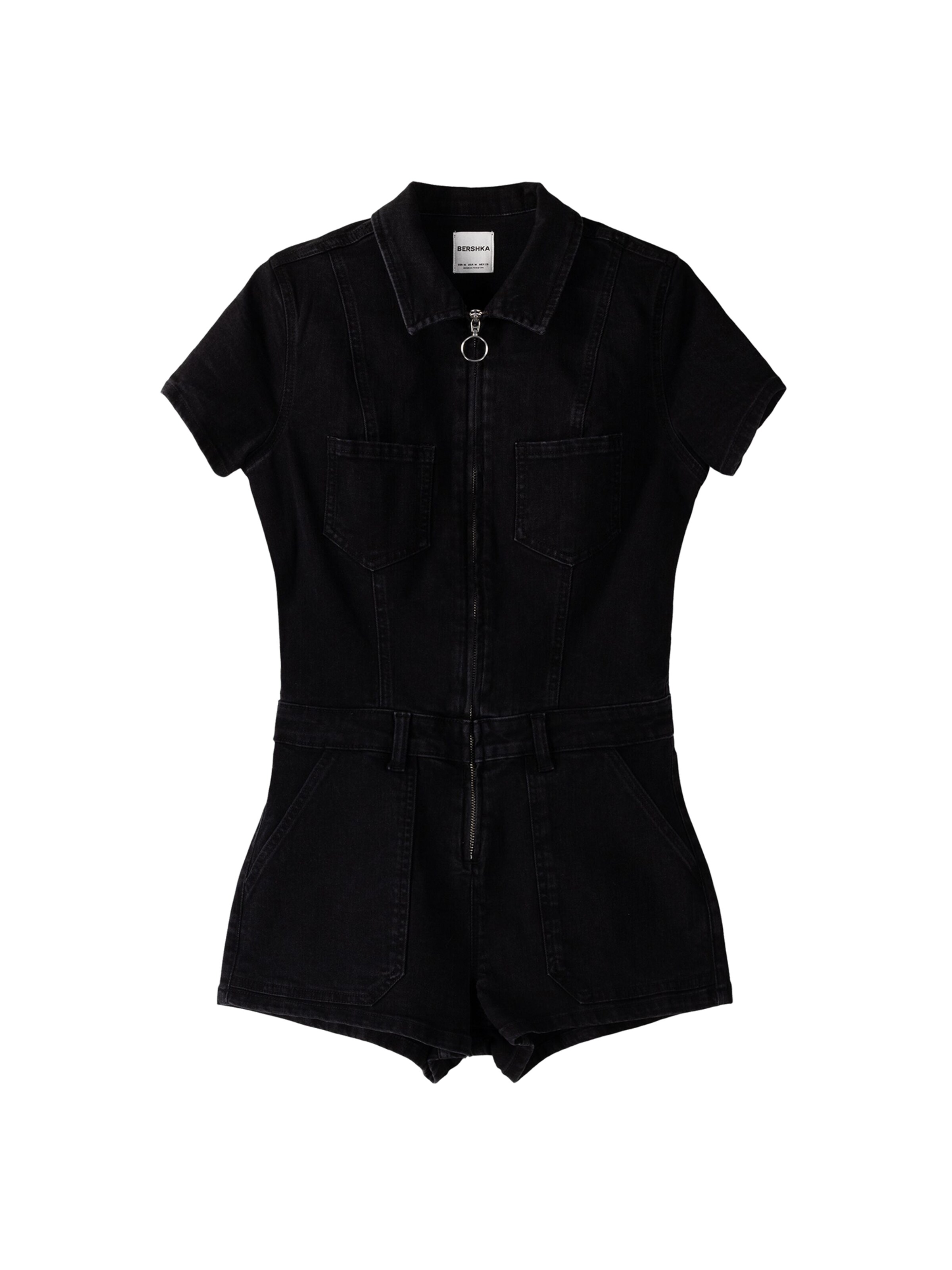 Bershka Kezeslábas - fekete: elől