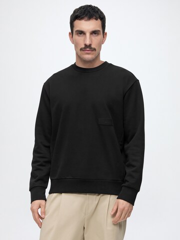 BOSSSweater majica - crna boja: prednji dio