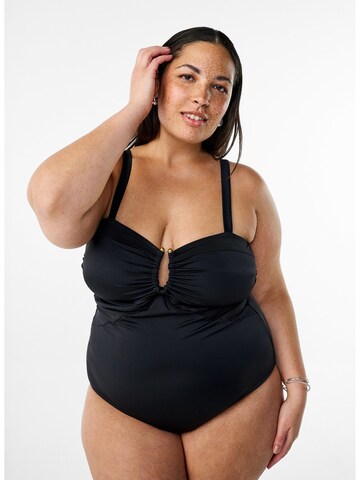 Swim by Zizzi Balconette Swimsuit 'SLine' in Black: front