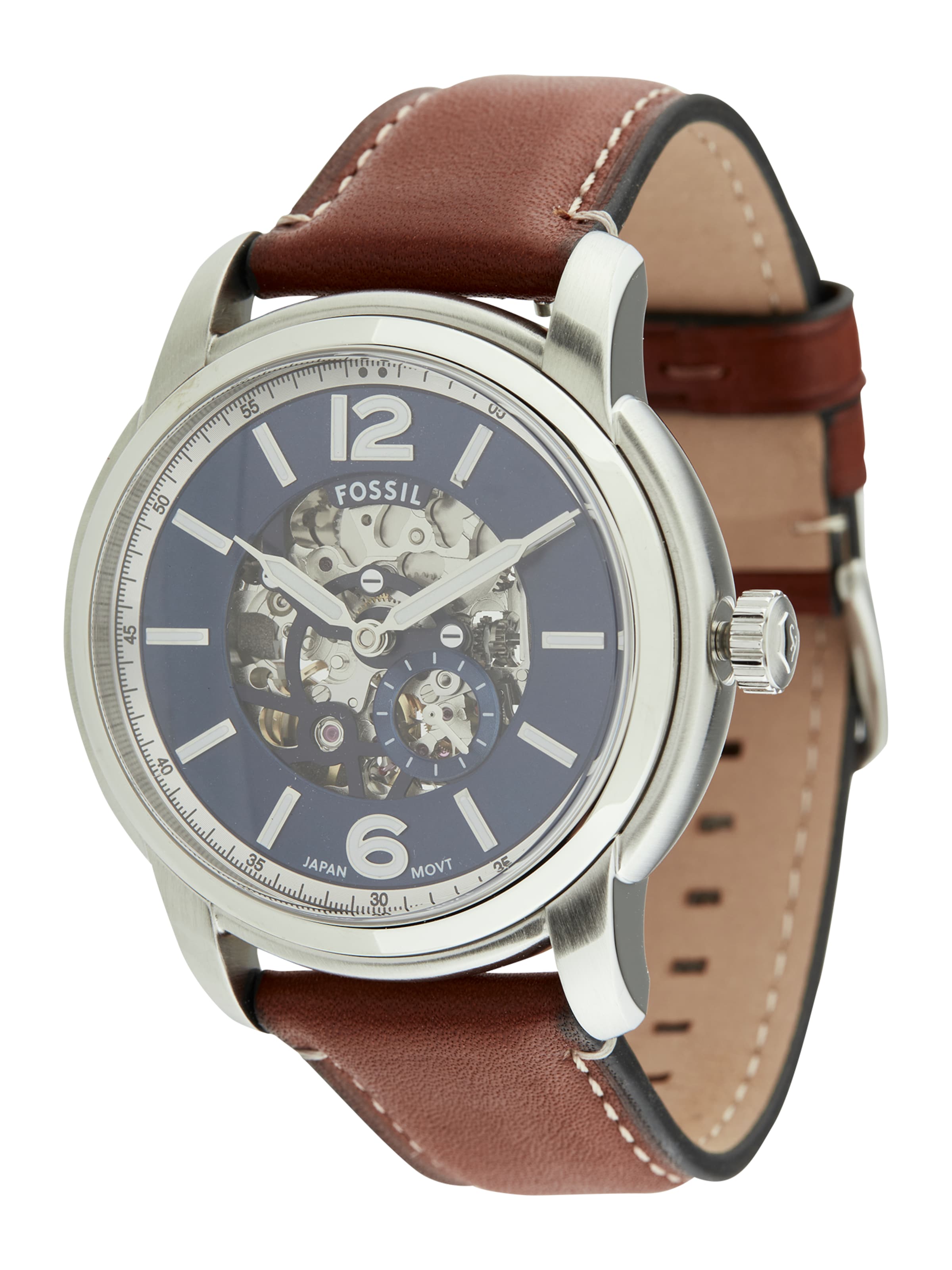 FOSSIL Analoog horloge 'Heritage' in de kleur Duifblauw / Bruin / Zilver, Productweergave