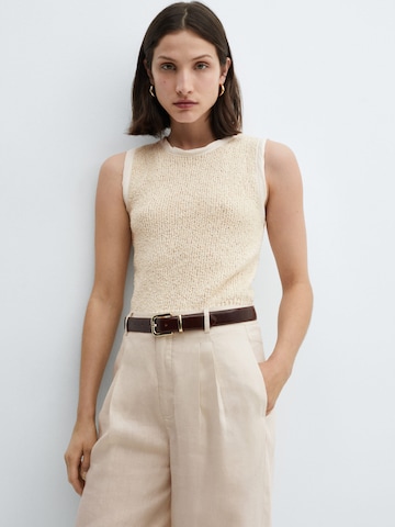 MANGO Gebreide top 'BALI' in Beige: voorkant