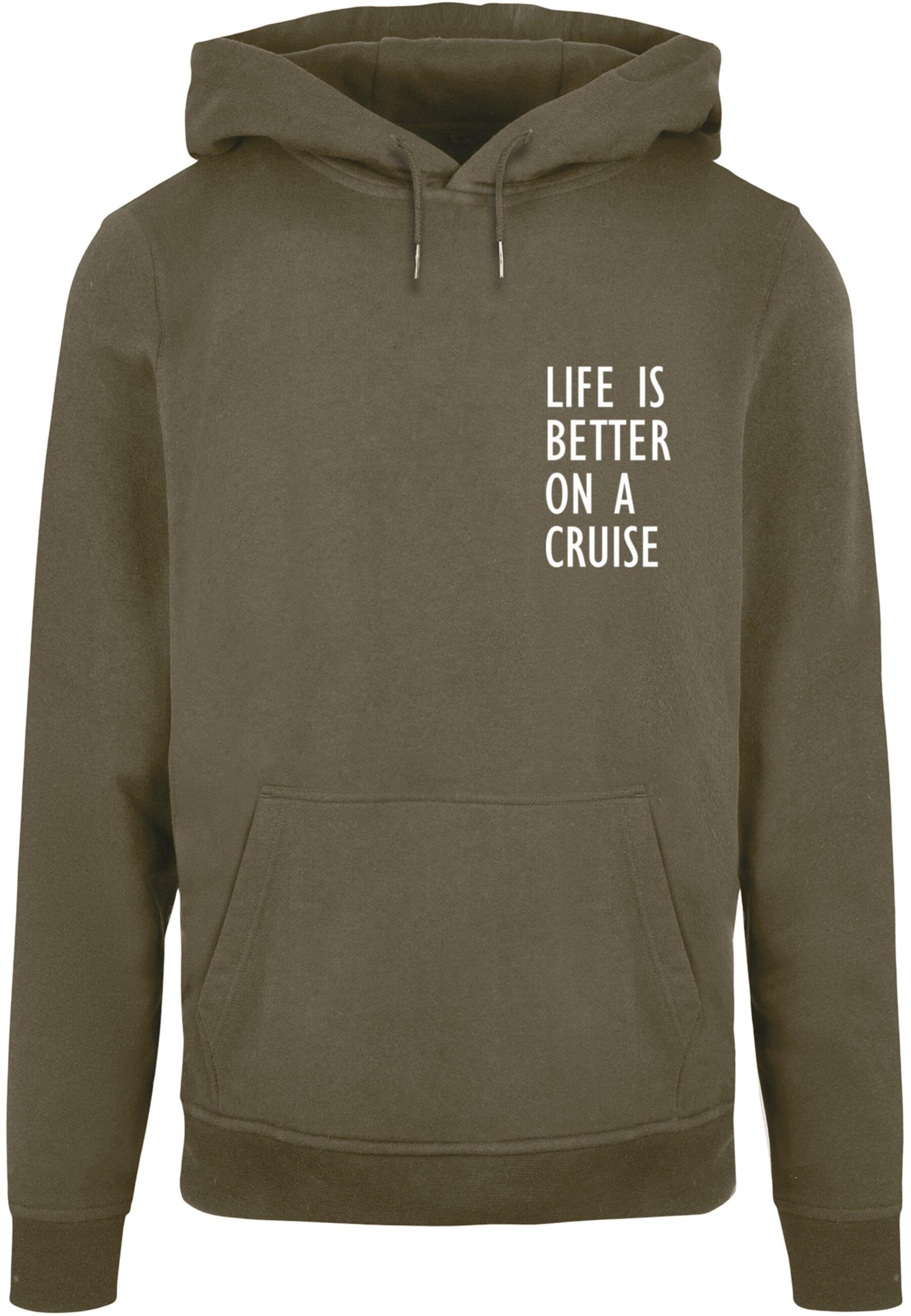 Merchcode Sweatshirt 'Life Is Better' in Green: front
