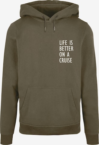 Sweat-shirt 'Life Is Better' Merchcode en vert : devant