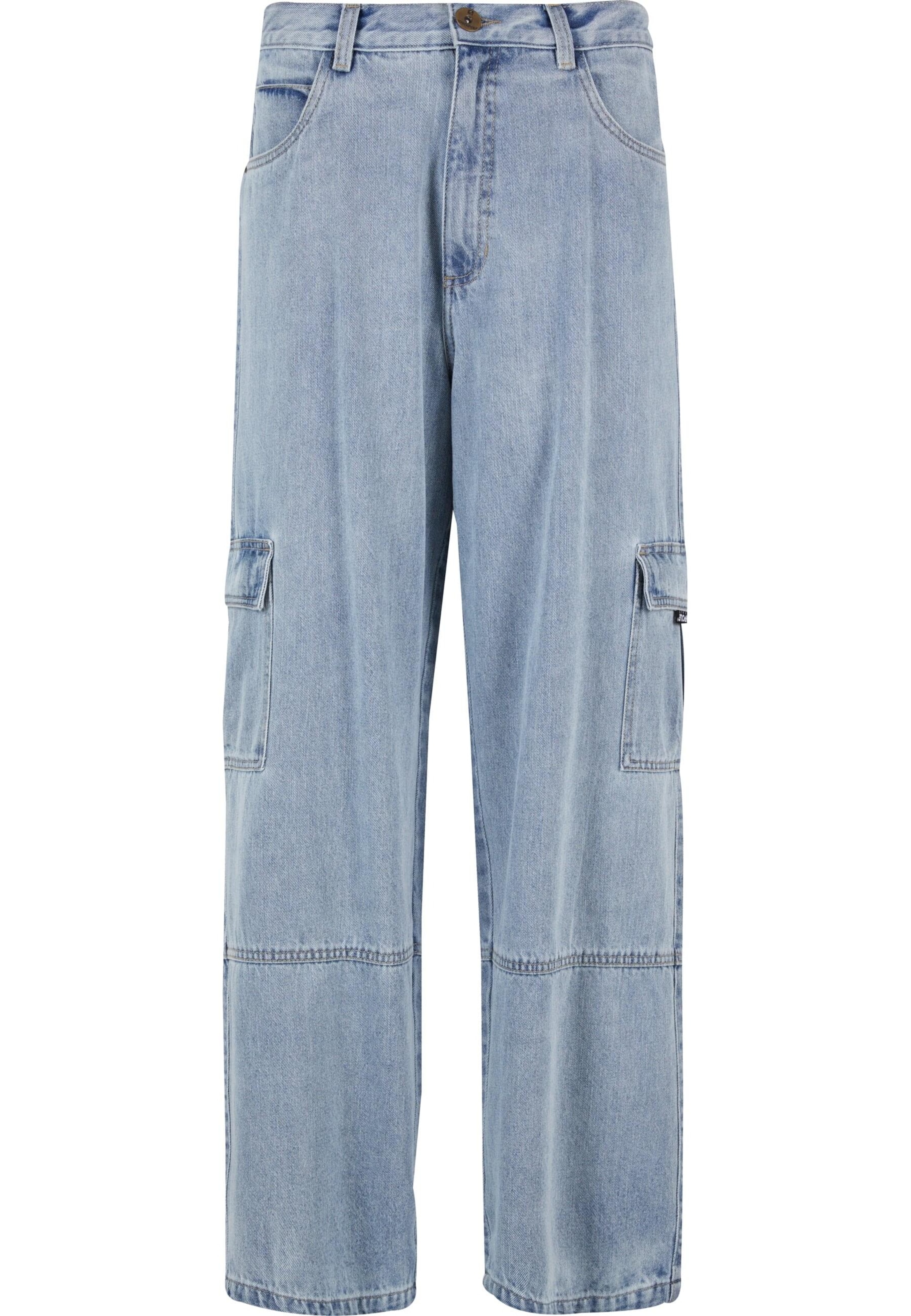 SOUTHPOLE Wide leg Cargo jeans in Blue: front