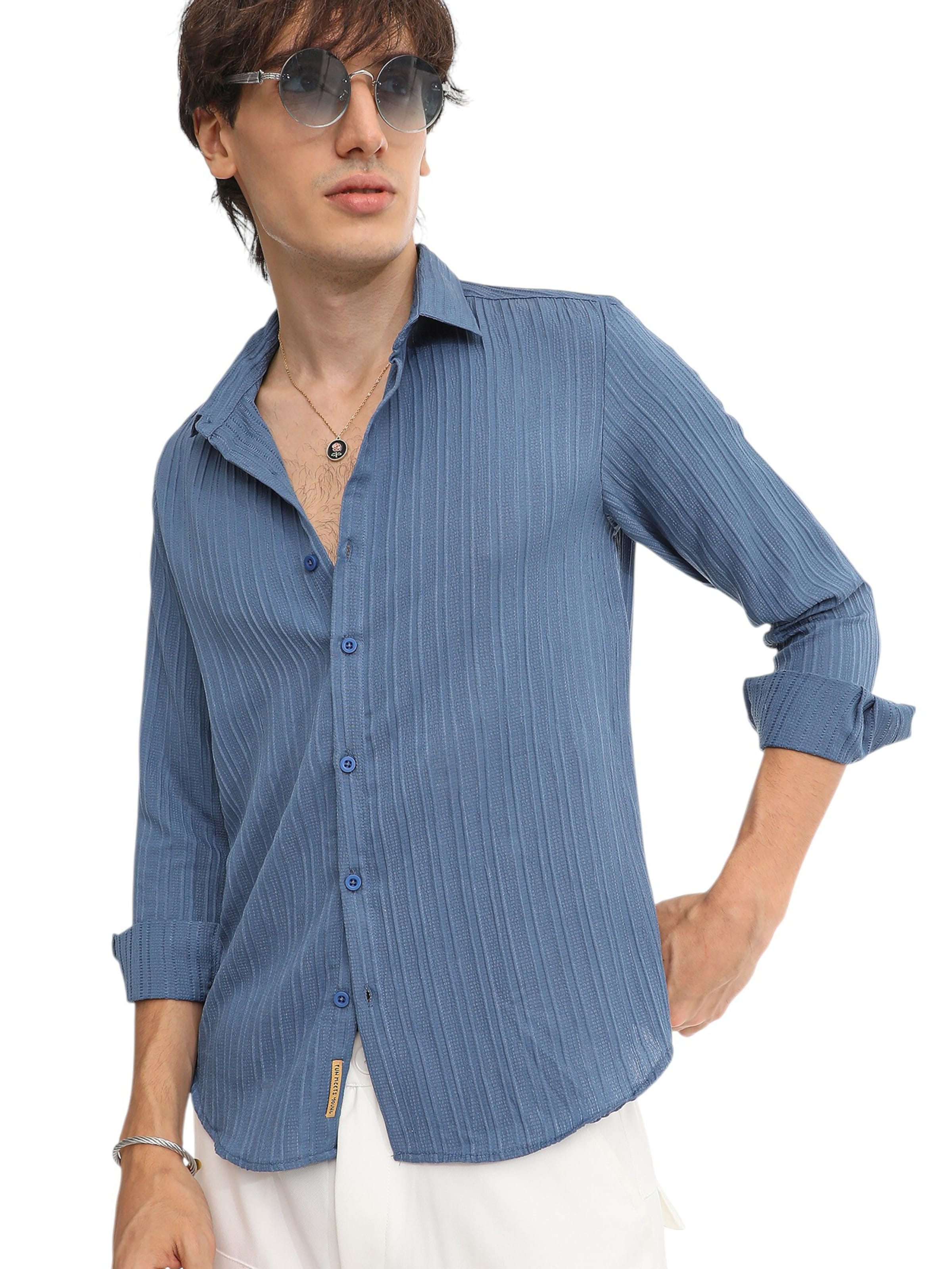 Campus Sutra Regular fit Button Up Shirt 'Thelma' in Blue
