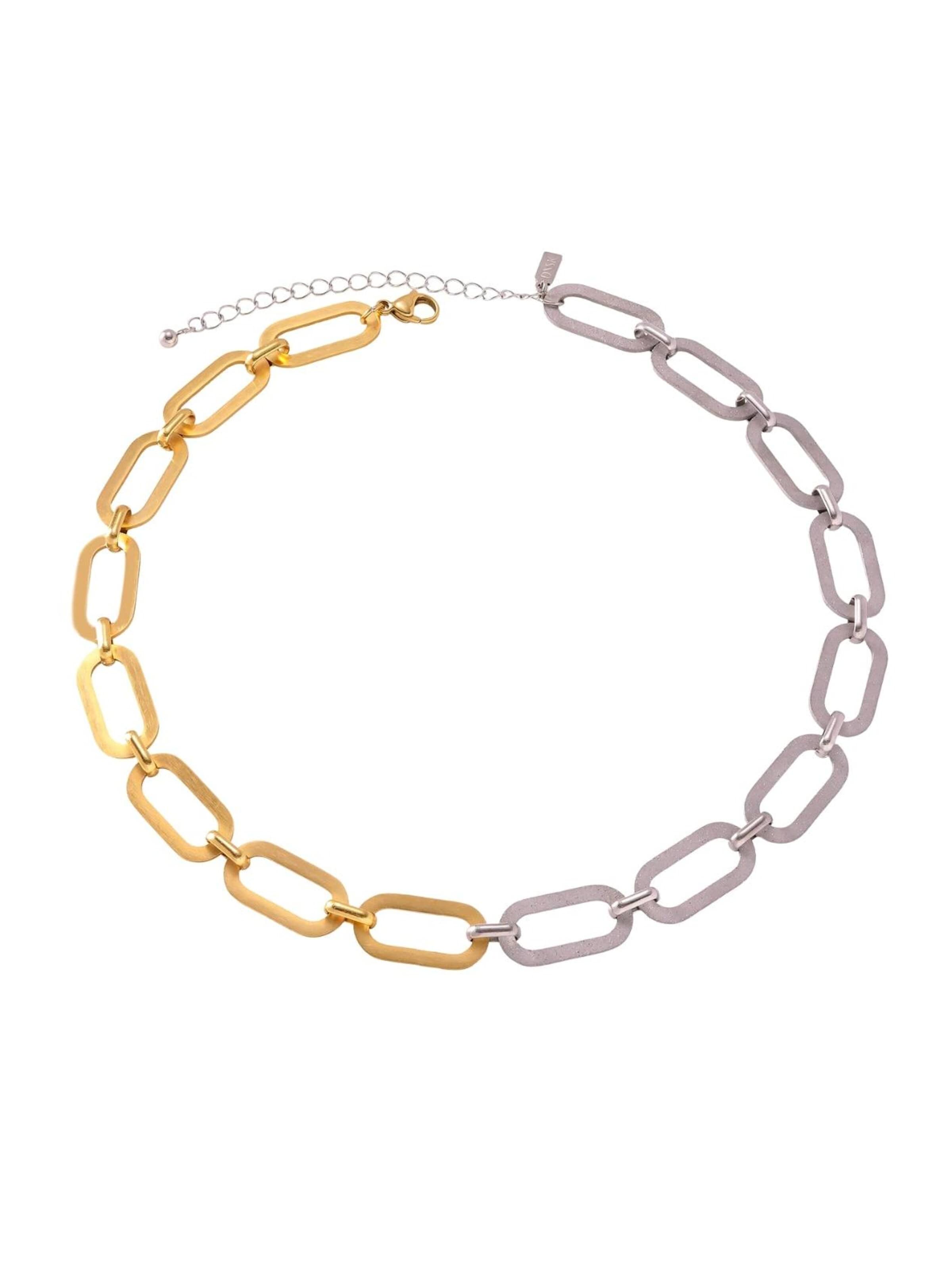 DNSK Copenhagen - Cadena 'SELMA Waterproof 18K Gold Plated Duo Tone Necklace – Brushed/Sanded Stainless Steel' en oro