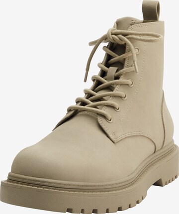 Pull&Bear Boots med snörning i beige: framsida