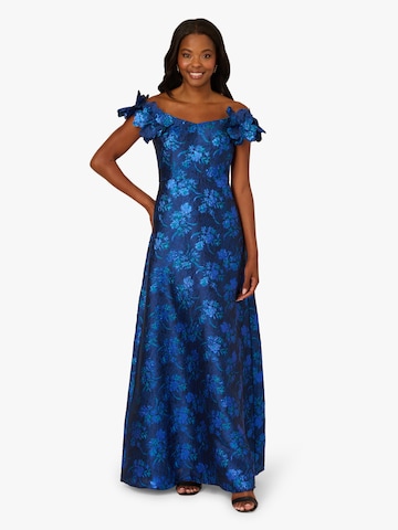 Adrianna Papell Avondjurk 'Floral Jacquard Gown' in Blauw: voorkant