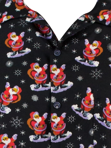 King Kameha Regular fit Overhemd 'Christmas Snow Santa' in Zwart