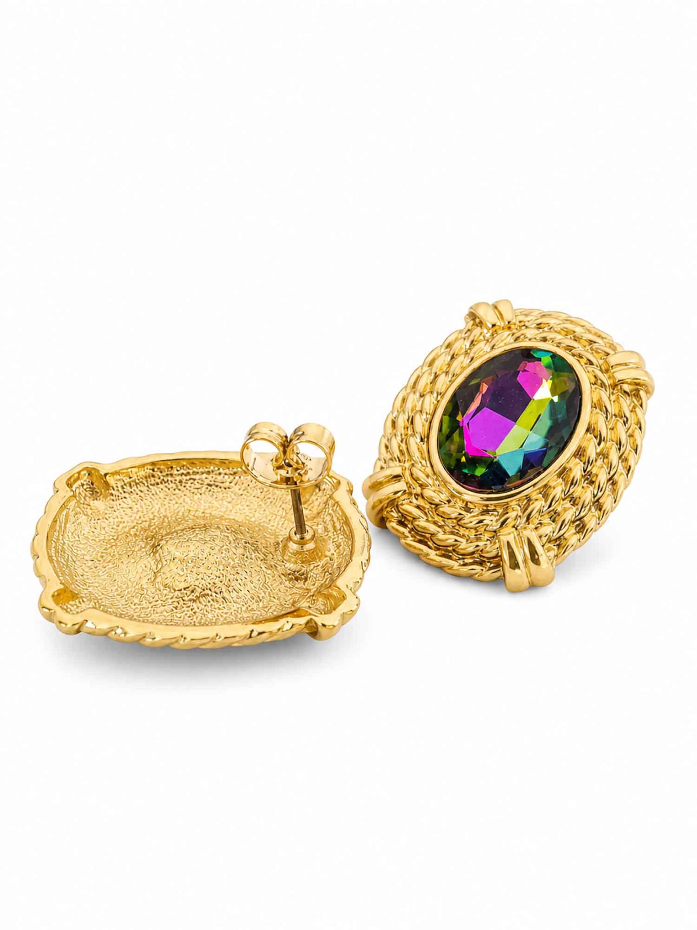 RteRme - Pendientes 'Radiant Vintage Crystal Glass Earrings' en oro