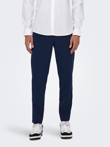 Only & Sons Regular Pleated Pants 'Eve' in Blue: front