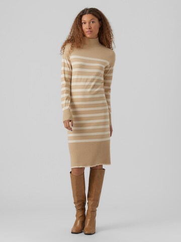 VERO MODA Knitted dress 'HAPPINESS' in Brown
