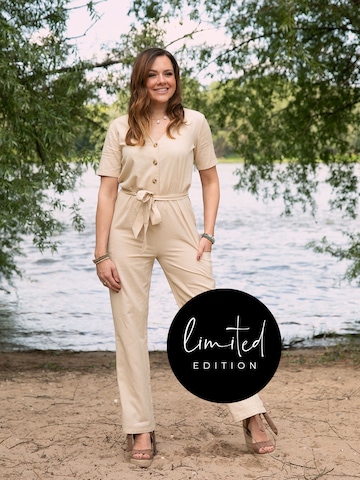 ABOUT YOU Limited Jumpsuit 'Yvonne' by Yvonne Pferrer in Beige: predná strana