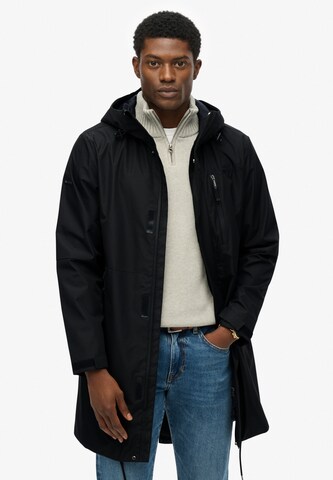 Parka mi-saison Superdry en noir : devant
