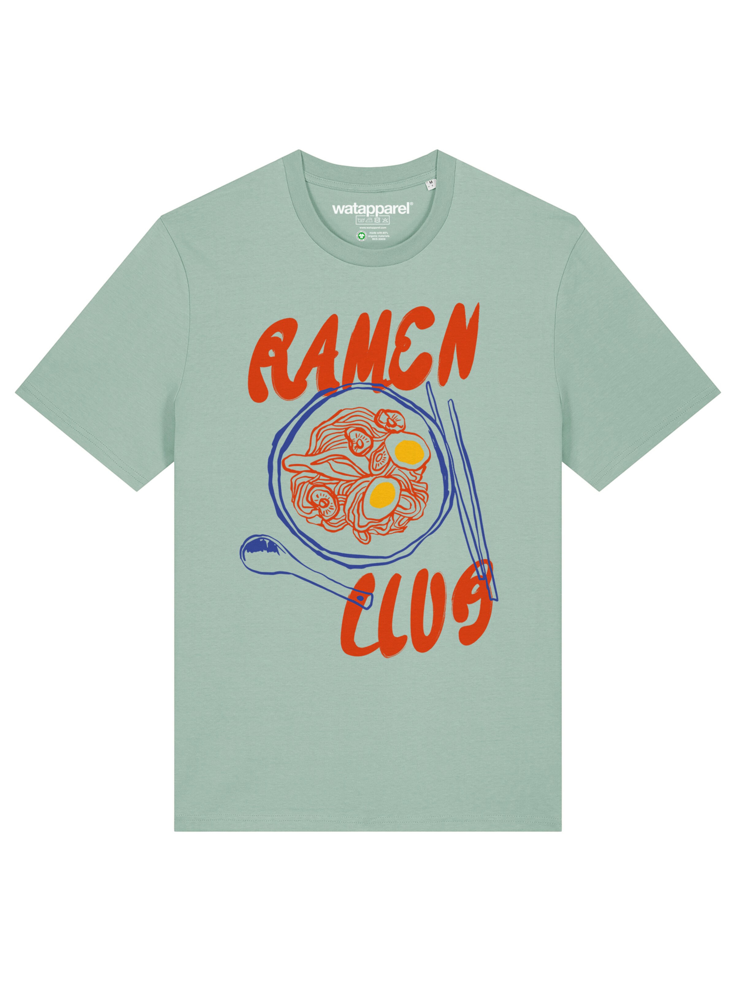 Watapparel Shirt 'Ramen Club' in Groen: voorkant