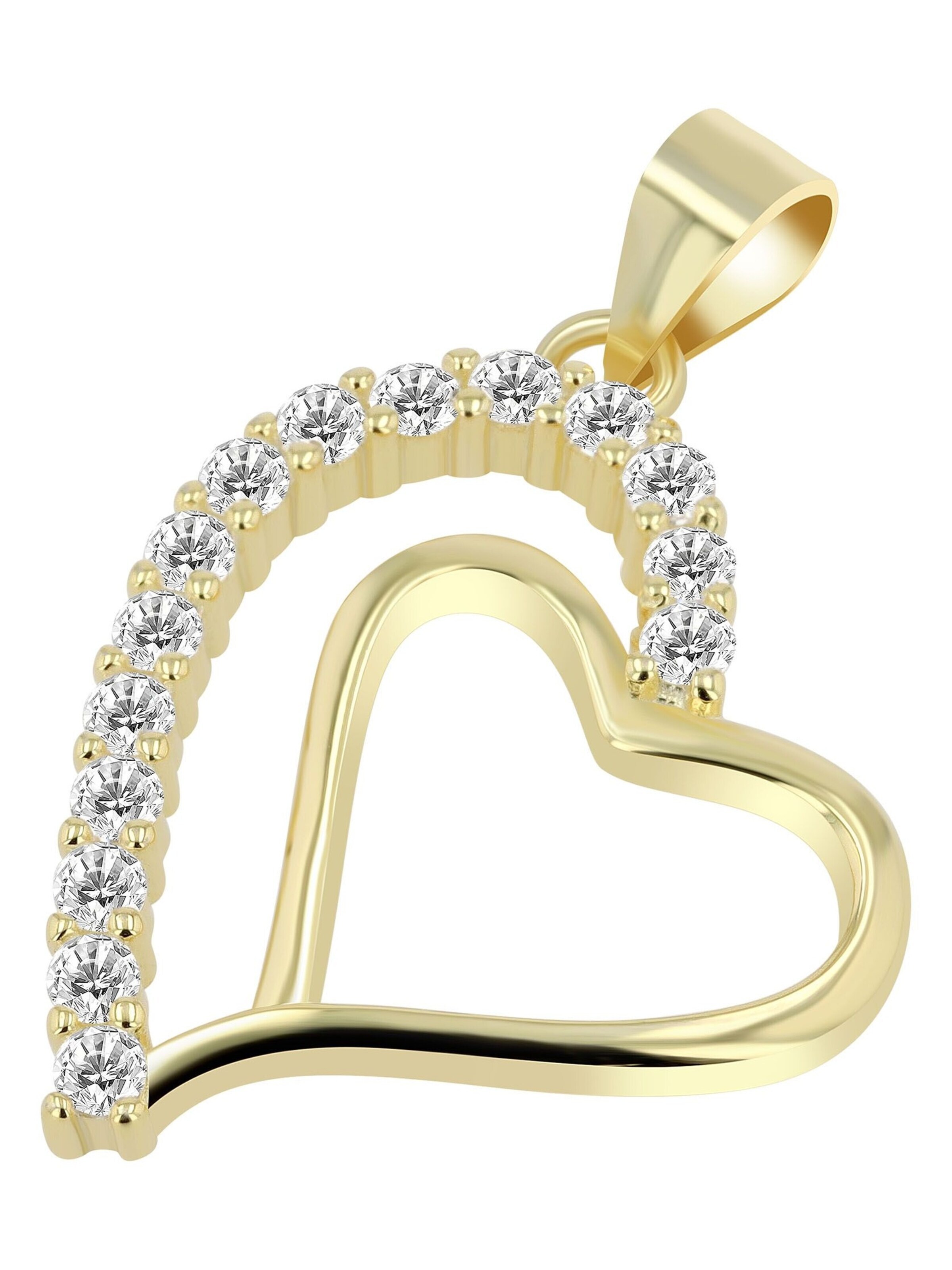 Akzent Pendant '"Poppy" aus 925 Sterlingsilber, rhodiniert, langlebig' in Gold: front