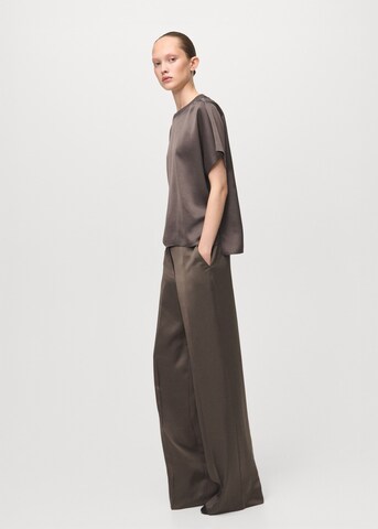 MANGO Wide leg Pleated Pants 'Rob-W' in Brown