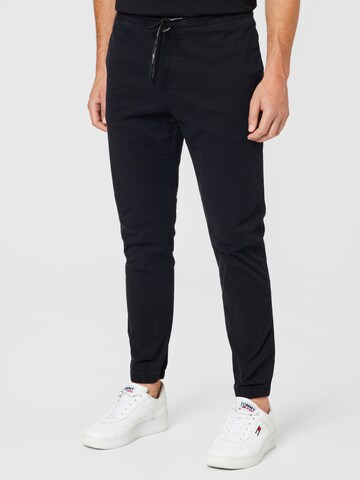 TOM TAILOR DENIM Tapered Broek in Zwart: voorkant