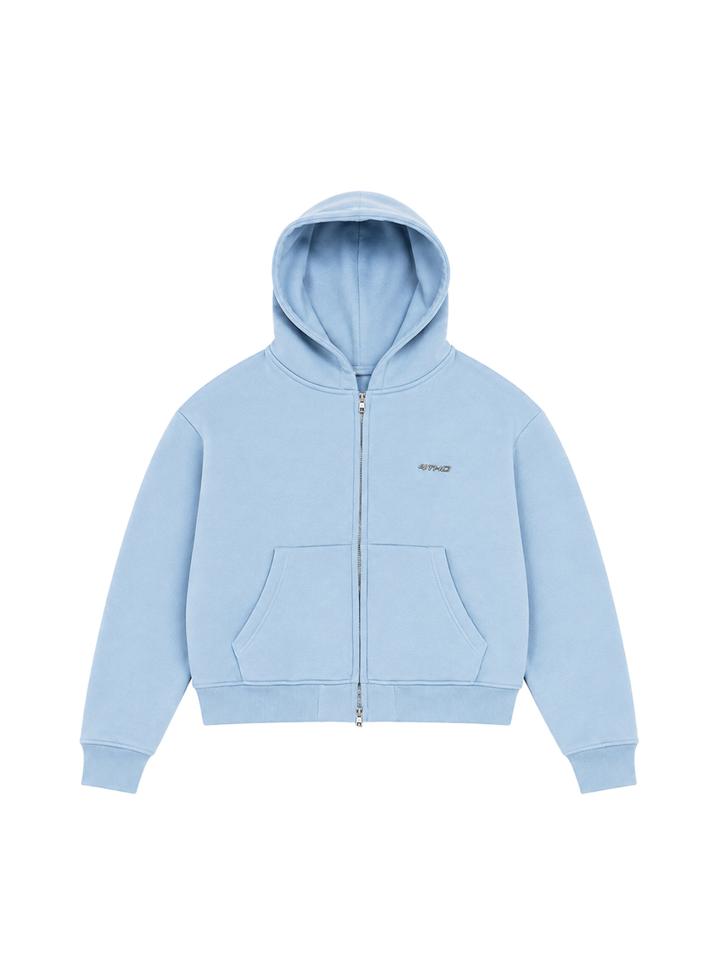 4thD Sweatjakke 'Zip Hoodie - Baby Blue' i blå: forside