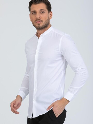 7Camicie Slim fit Zakelijk overhemd 'Caravaggio Poplin Stretch Man Shirt White' in Wit