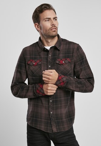 Brandit Comfort fit Button Up Shirt in Brown: front