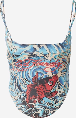 Ed Hardy Corsage 'KOI WAVE' in Blue: front