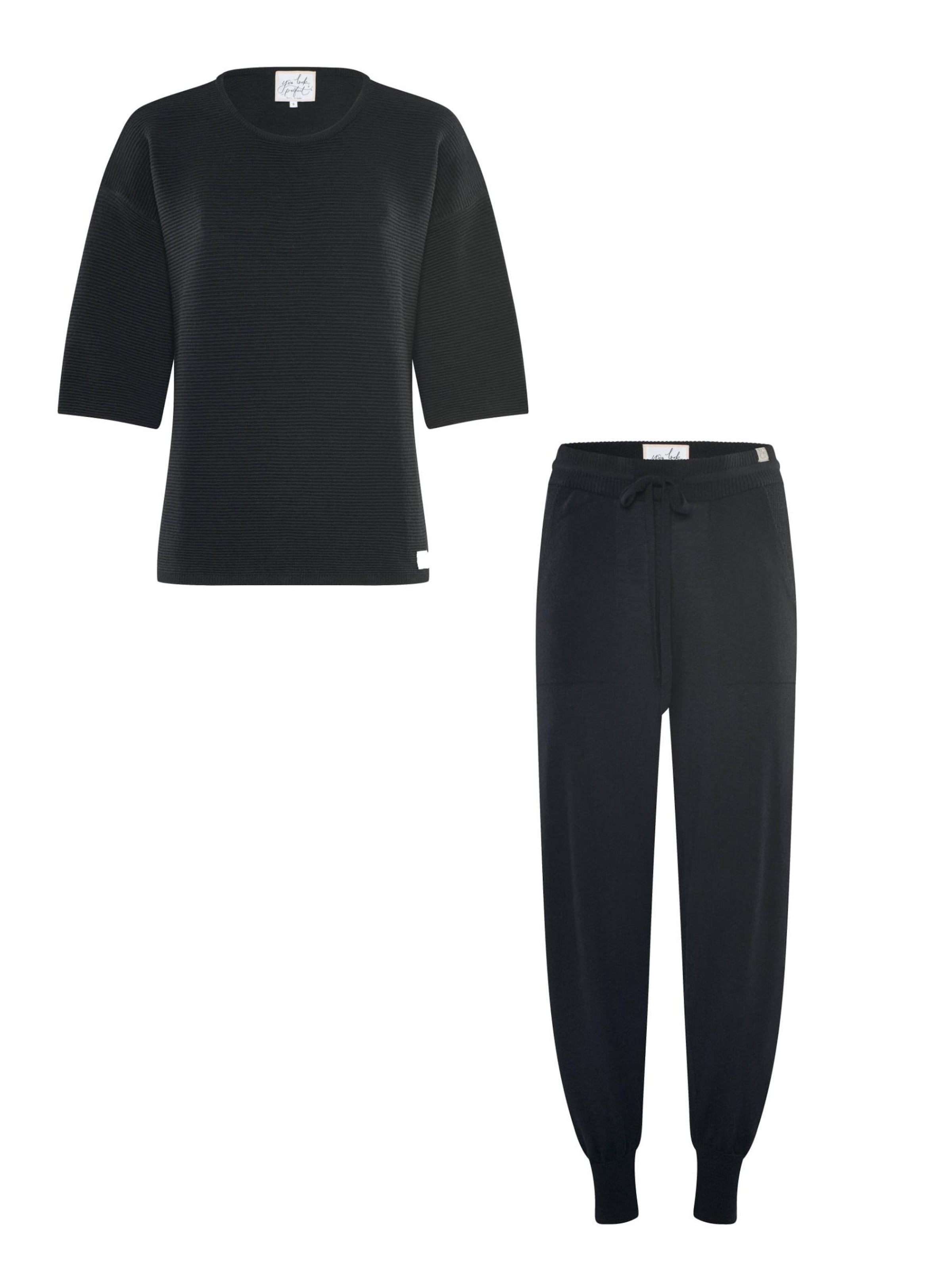 YOU LOOK PERFECT Leisure suit 'LOUNGEWEAR SET  - Pullover Fay & Pants Bella' in Black: front