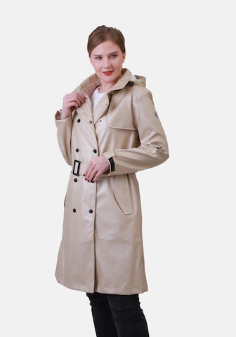 Dingy Rhythm Of The Rain Between-Seasons Coat in Gold: front