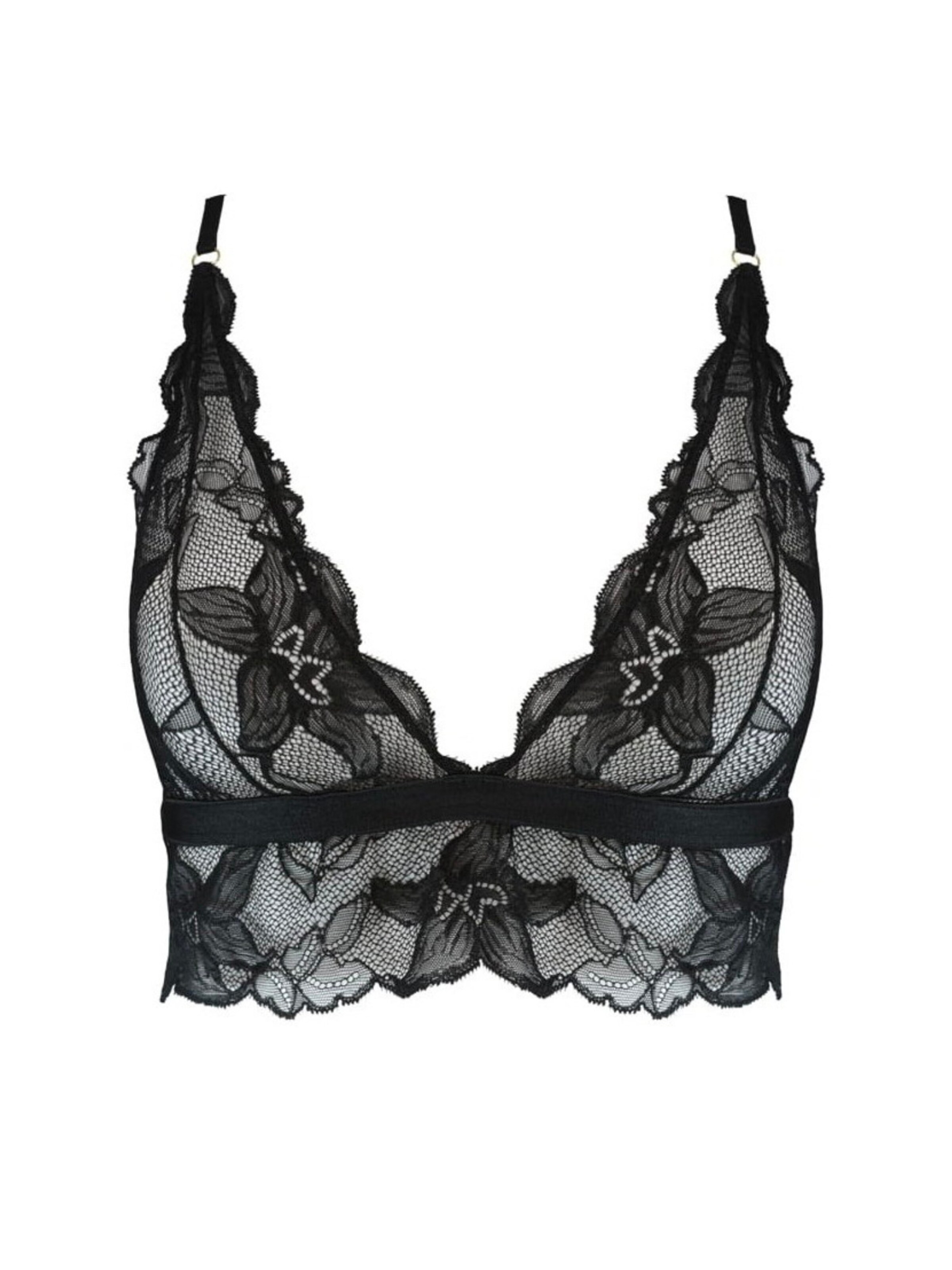 WHITE RVBBIT Bustier BH 'Mad Cat No. 12' in Schwarz: Vorderseite