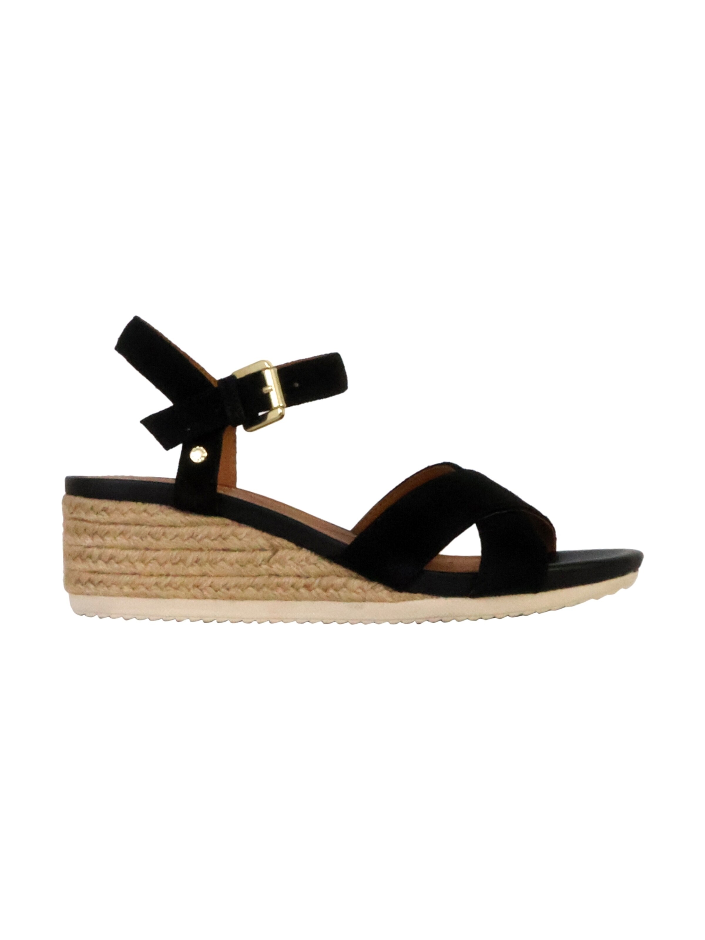 GEOX Sandały 'Ischia Corda Keilabsatz-Sandalen aus Leder' w kolorze czarny