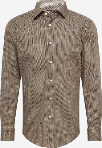 BOSS Slim Fit Hemd 'HANK' in Beige: predná strana